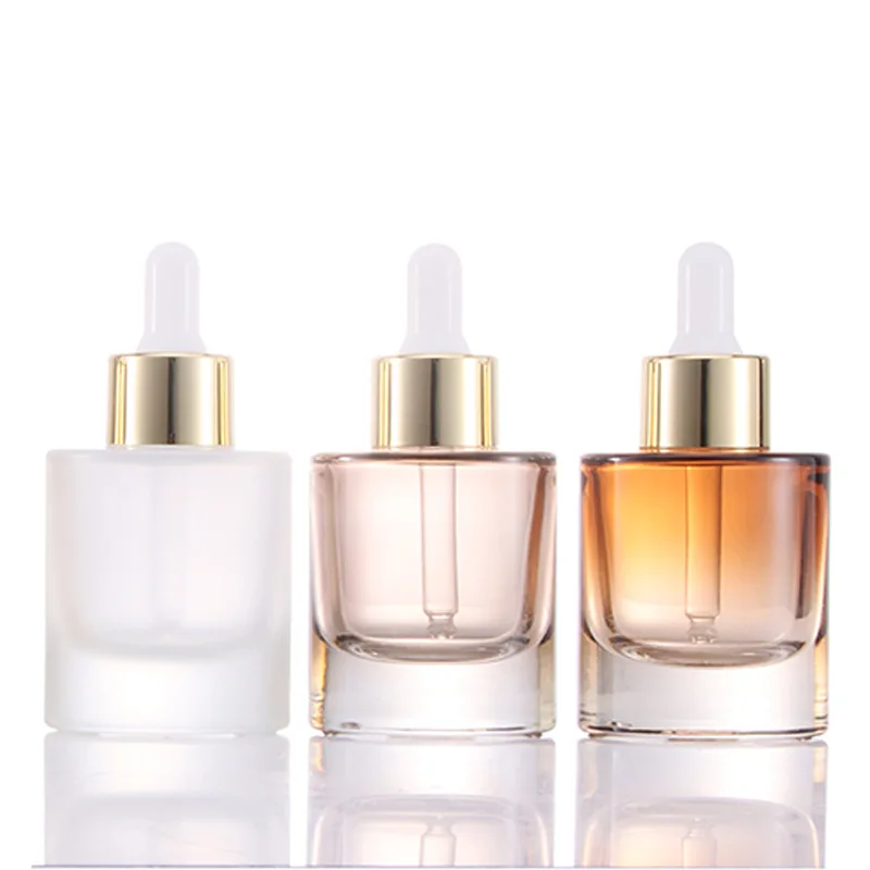 Luxury Skincare Packaging - ขวดน้ํามันแก้ว, ขวดเปล่าเกรดสูงขนาดเล็ก, เครื่องจ่ายสาระสําคัญ 30 มล., ขวดรีฟิลหยดฐานเครื่องสําอาง